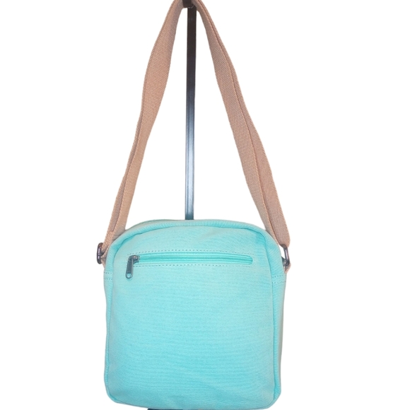 LEAPER Crossbody Messenger  Canvas Bag Mint Green Turquoise Southwestern Style - Picture 16 of 17
